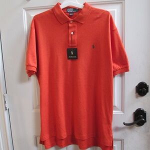 new RALPH LAUREN men's orange INTERLOCK shirt Sz L
